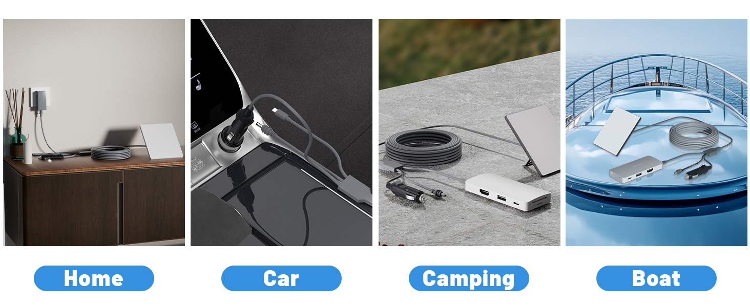 3 in 1 Cable for Starlink Mini 33ft/10M, 140W Input USB C to DC Power Cable