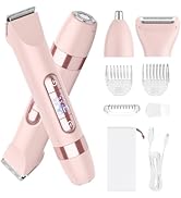 Hatteker 4-in-1 Women's Electric Razor, Dual-Head Body Hair Trimmer for Women, IPX7 Waterproof Re...