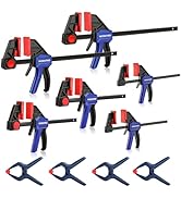 WORKPRO 10-Pack Bar Clamps for Woodworking, 6-Inch (2) Mini &amp; (2) Light Duty and 12-Inch (2) Wood...