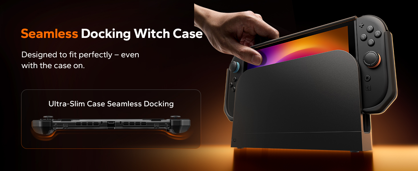 JEMDO Switch 2 Dockable Protective Case, Military-Grade Slim Cover with Shockproof Hard PC Shell