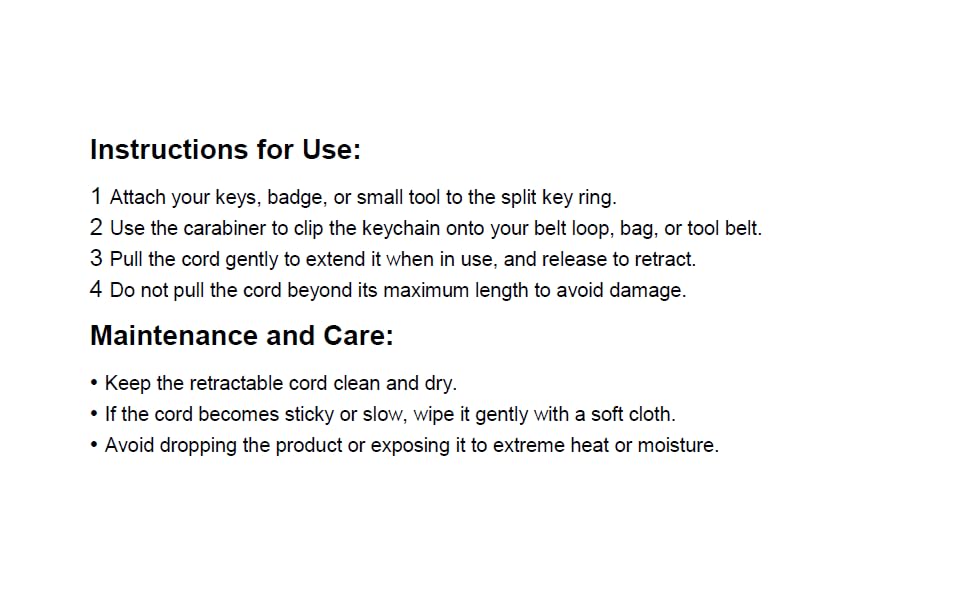 SHENGXIN Retractable Keychain Heavy Duty User Manual Part 2