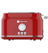Frigidaire ETO102-RED Retro Wide 2-Slice Toaster Perfect for Bread, English Muffins, Bagels, 5 Br...