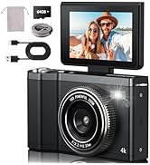 4K Digital Camera for Photography 64GB Sd Card 64MP Autofocus Anti-Shake Vlogging Camera for YouT...