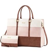 LOVEVOOK Laptop Bag for Women, 15.6 Inch Laptop Tote Bag, Vintage Leather Work Bags for Women, Wa...