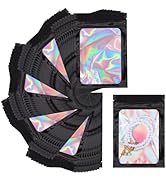 Svaldo Holographic Resealable Bags, Pack of 100, Black Sealable Bags for Sample Jewelry Bracelet ...