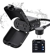 ELEGRP PQR22 Outdoor Smart Dimmer Plug Waterproof IP66, Smart WiFi Plug with 2 Individually Socke...