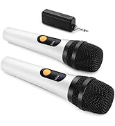 FOLTUSYMY Wireless Microphone, Dual Digital Dynamic Microphone with Rechargeable Receiver, 200ft ...