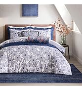 Ted Baker Floral Duvet Cover Set King - 3-Piece Cotton - Mood, Blue/White