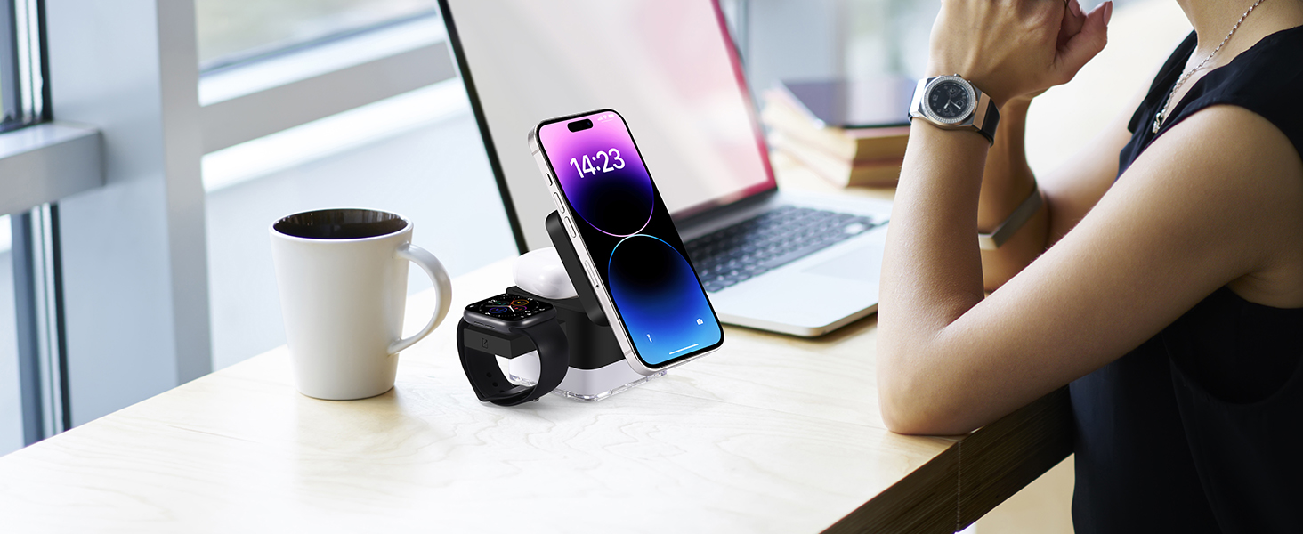 Wireless Charger Charging Station Cube 3 in 1 MagSafe Charger Stand for iPhone AirPods Apple Watch