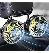 Dealswin Car Fan for Backseat kids, Dual Head USB Car Seat Fans, 360° Rotatable Strong Wind Rear ...