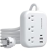 European Travel Plug Adapter, ROOTOMA 6ft International Power Strip 3 American Outlets, 3 USB Cha...