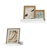 Solrot Small White Floating Shelves for Wall Decor, Wall Mounted Wood Shelf for Bedroom, Living R...