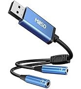 MillSO USB to Dual 3.5mm Audio Jack Adapter, Sapphire Blue TRRS External Stereo Sound Card Headph...