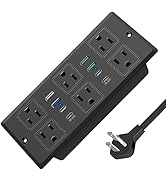 Recessed Power Strip, PD 45W Fast Charging USB-C QC3.0 3A USB-A Power Socket, Plug in 6 Outlets &...