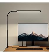 SUPERDANNY Eye-Caring LED Desk Lamp 360° Flexible Gooseneck Work Lamp with Desk Side Clamp Touch ...