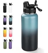 32 oz Insulated Water Bottle with 2-in-1 Straw and Spout Lid,Double Wall Vacuum Sports Water Bott...