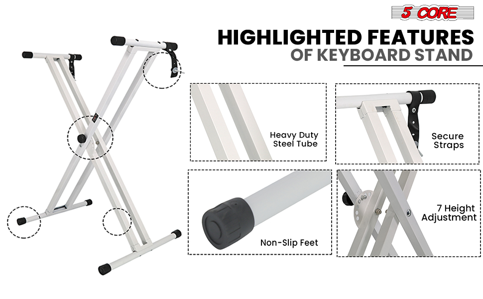 Keyboard Stand Single X Style 7 Adjustable Digital Electric Piano 61 76 88 Keys