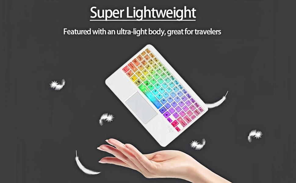 7-Color Backlit Ultra-Slim Transparent Bluetooth Keyboard with Built-in Touchpad and Mouse