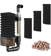 Carefree Fish Aquarium Filter Sponge Fish Tank Quiet Bubble Filter with 3 Sponges and 1 Bag of Fi...