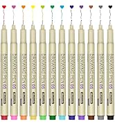 Muchcute 05 Micro Fineliner Drawing Art Pens: 12 Colors 0.45mm Extra Fine Point Bible No Bleed Sm...