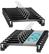Titan Mall Pant Hangers - 30 Pack, 14inch Plastic Skirt Hanger with Non-Slip Bigger Clips and 360...
