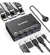 DP KVM Switch 2 Computer 2 Monitors, USB 3.0 Version Dual Monitors Displayport KVM Switcher Suppo...