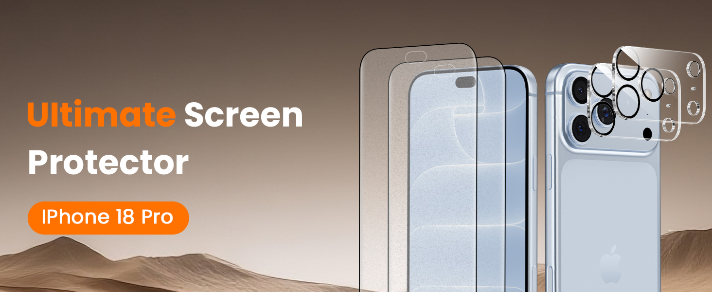 This matte screen protector and camera lens protector provide protection for your Iphone 18 Pro