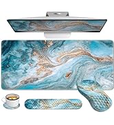 Anyshock Desk Pad Mat, Large Mouse Pad with Wrist Rest and Keyboard Pad, 4PCS Carpal Tunnel Keybo...