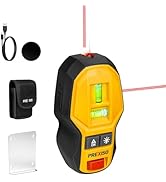 PREXISO 2-in-1 Rechargeable Cross Line Laser Level with Magnetic Stud Finder, Compact Line Lasers...