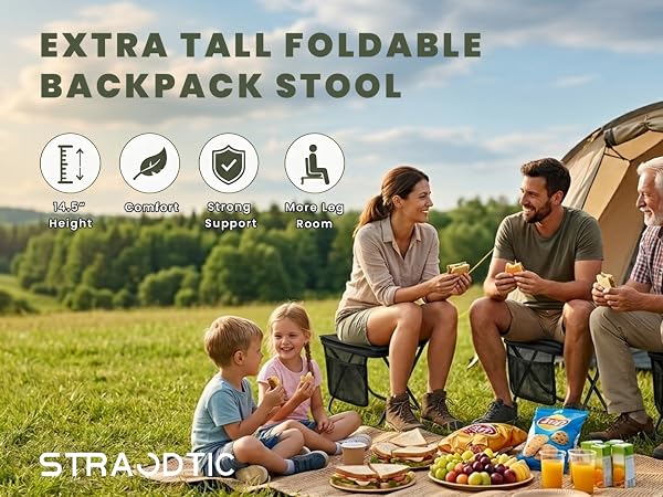 Extra Tall Portable Folding Stool for Adults