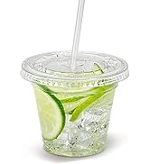 [50 Pack] 9 oz Clear Plastic Cup with Lid - BPA Free Take Out Container for Iced Cold Drink Coffe...