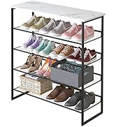 Garden 4 you 5 Tiers Shoe Rack,Multi-Purpose Adjustable Flat and Slant White Marble Freestanding ...