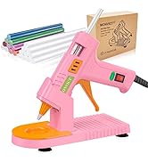 MONVICT Pink Hot Glue Gun Kit, Mini Glue Gun with Suction Cups Stand Anti Stick Silicone Mat, Hot...