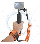 Action Camera Non-Slip Handler Floating Hand Grip Holder Mount + Steel-cored Safety Wrist Strap f...