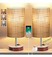 ZJOJO Table Lamp Bedside Lamps for Bedroom, Lamps for Bedrooms Set of 2 with 3 Way Dimmable Using...