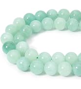 Siomia 35pcs 10mm Natural Green Burmese Jade Gemstone Beads Energy Healing Crystal Round Loose St...