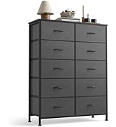 Sweetcrispy 10 Drawer Fabric Dresser Storage Tower with Bins, Tall Chest Organizer for Bedroom Cl...