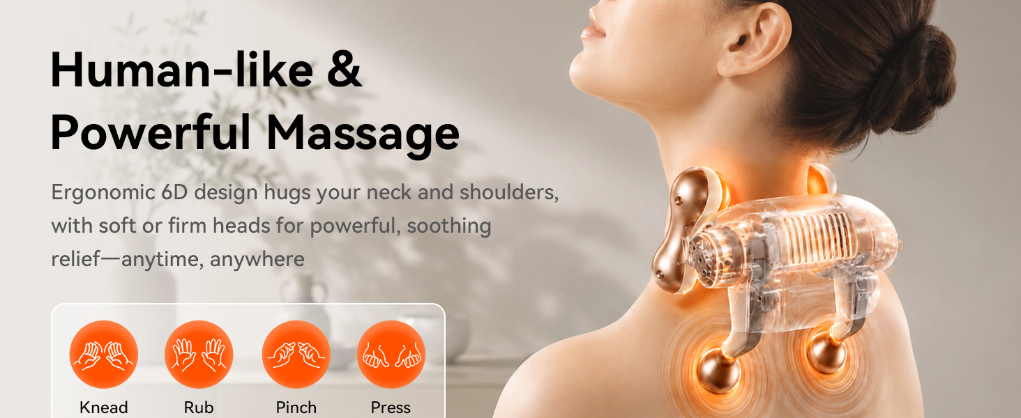 IKEEPFIT neck massager with heat cordless for deep tissue relief for car office home wireless