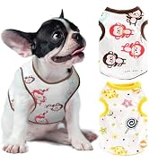 TENGZHI 2 Pack Dog Shirts Soft Stretchy Cotton Summer Pet Dog T Shirts for Small Dogs Cats Cute C...