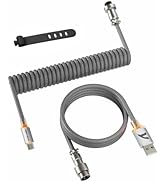 ATTACK SHARK C01ULTIMATE Custom Coiled USB C Cable for Mechanical Gaming Keyboard,RGB Lightning C...