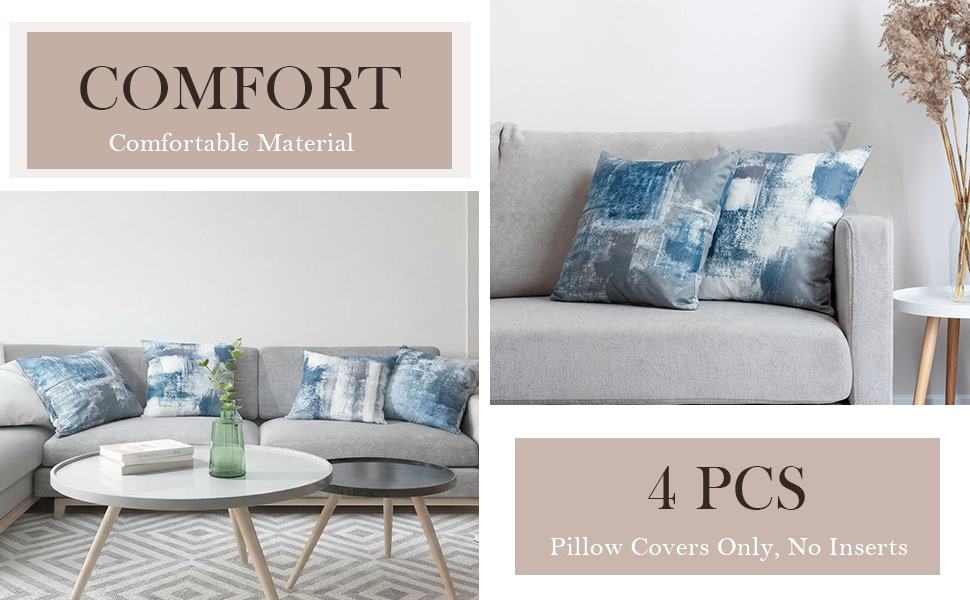 Soft velvet decorative cushion cases skin-friendly navy blue throw pillows for living room sofa.