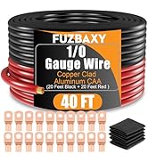 40FT 0 Gauge Wire (20Ft Black+20Ft Red) Copper Clad Aluminum,0 Gauge Battery Cable,20pcs Lugs Ter...