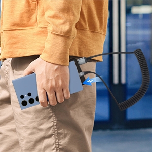 Coiled USB A to Type C Cable