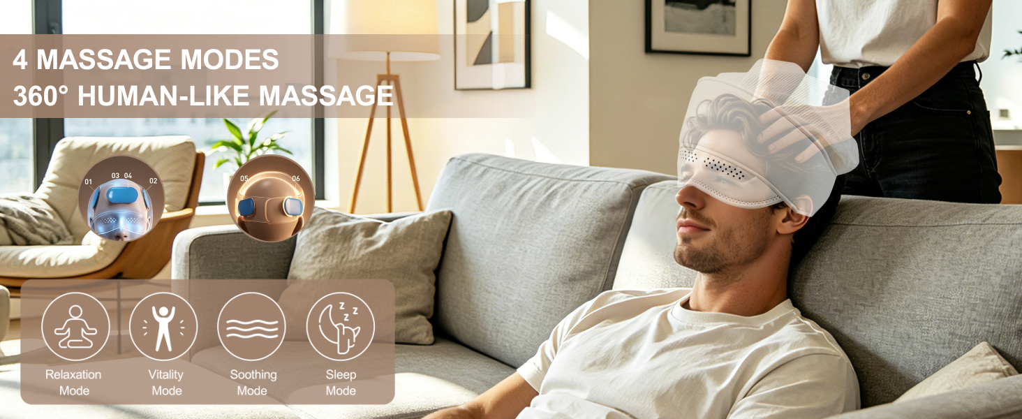 6-Zone Kneading Temple Massager