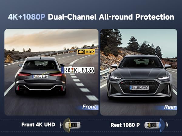 4K front +1080p back camera Dual-Channel dashcams All-round Protection