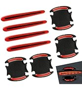 YAWUROU 8 PCS Car Door Handle Protector Sticker, Carbon Fiber Anti-Scratch Car Handles Sticker, P...