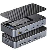 USB C Hub with M.2 SSD Enclosure, New Upgrade ORICO 10-in-1 USB-C Docking Station with Built in f...