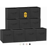 Storage Cubes, 11 Inch Cube Storage Bins (Set of 10), Fabric Collapsible Storage Bins with Dual H...
