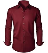 Lusead Men's Dress Shirts Long Sleeve Stretch Wrinkle Free Slim Fit Wedding Formal Button Down Shirt