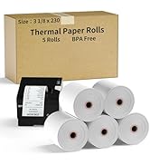 CLASSY Thermal Paper 3 1/8 x 230ft, 5 Rolls Receipt Paper for Cash Registers Printer, ATM Machine...